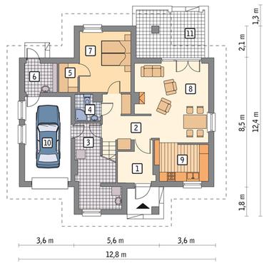 RZUT PARTERU POW. 76,1 m²